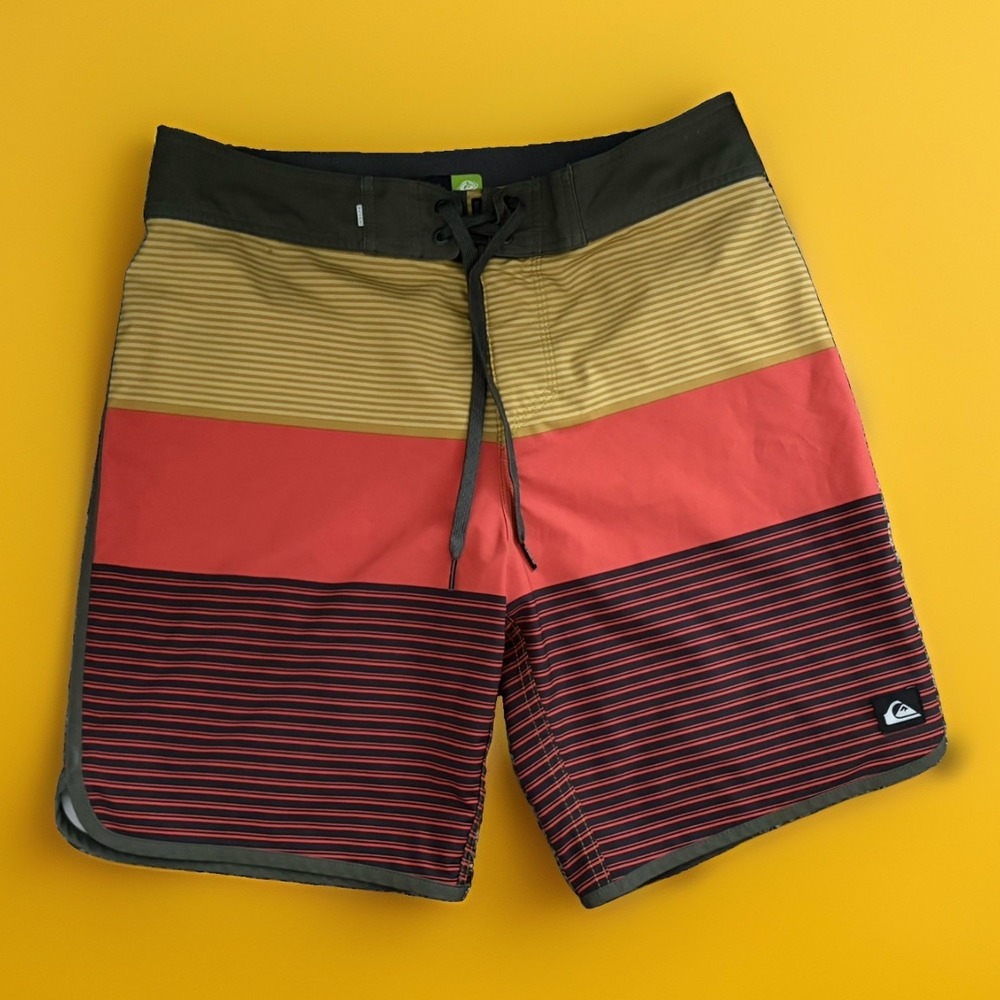 Quiksilver Highline Surfsilk Tijuana Brown Board Shorts Size 30 Men Swim Surf T